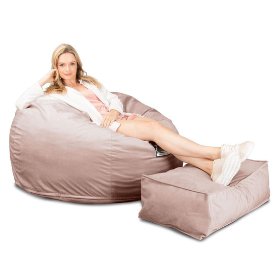 Lounge Pug, CloudSac 510 XL, Grand Pouf à Mémoire de Forme, Canapé, Velours Rose