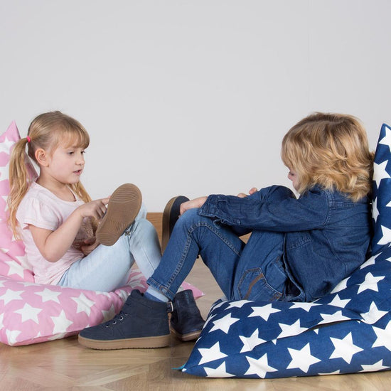 LOUNGE PUG, Chaise Enfant, Pouf Enfant, Imprimé Rose étoile
