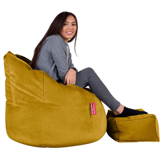 LOUNGE PUG, Pouf Chaise Design, Pouf Poire Super, Velours Or