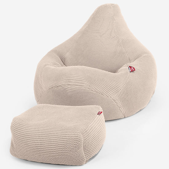 LOUNGE PUG - Pouf Poire Gamer - Poire - Ellos Tricoté Crème