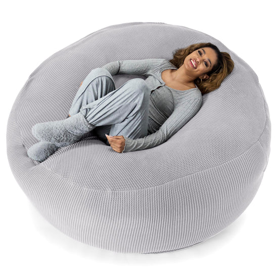 LOUNGE PUG - Ellos Tricoté - Canapé Pouf Géant 'Grande Mammouth' - Pouf Canapé - Gros Pouf - Gris clair