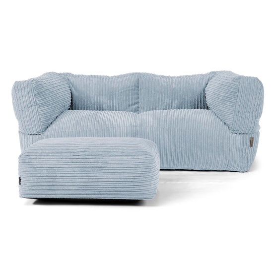 Canapé Pouf Albert 2 places - Côtelé Bébé Bleu 02