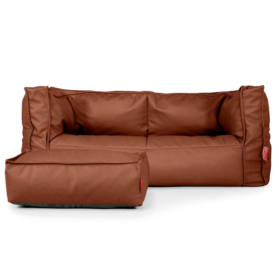 Canapé Pouf Albert 2 places - Cuir Végan Marron 02