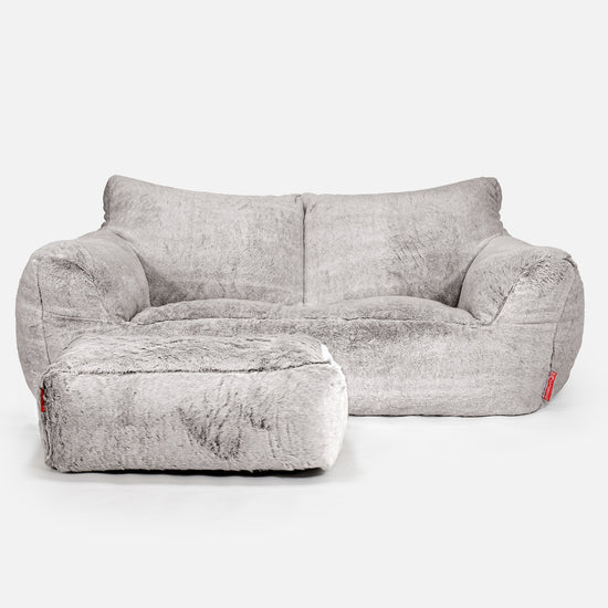 Joséphine Canapé Pouf - Fausse Fourrure Lapin Gris clair 02