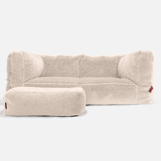 Canapé Pouf Albert 2 places - Fausse Fourrure Nounours Crème 02