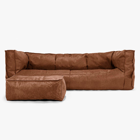 Canapé Pouf Albert 3 places - Cuir Vintage Camel 02