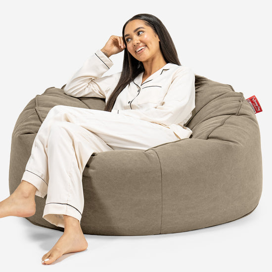 Pouf Fauteuil Design - Côtelé Gris Acier 3484