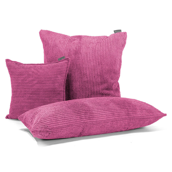 Coussin 47 x 47cm - Velours Côtelé Gaufré Rose 04