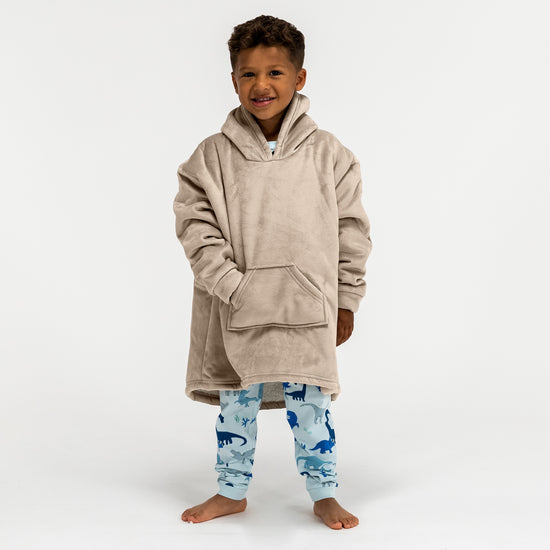 Couverture à Capuche pour Enfants - Molleton Crème / Vison 01
