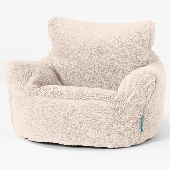 Fauteuil Pouf Bambin 1-3 ans - Fausse Fourrure Nounours Crème 01