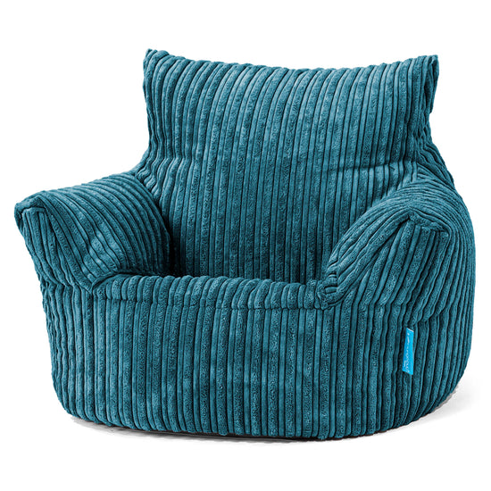 Fauteuil Pouf Bambin 1-3 ans - Côtelé Bleu Canard 01