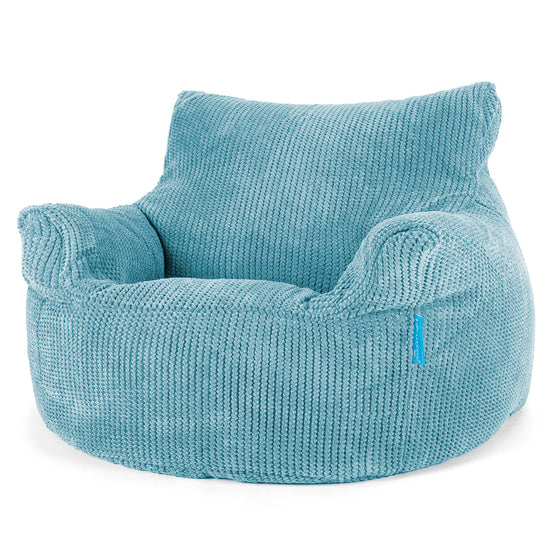 Fauteuil Pouf Enfant 3-8 ans - Velours Côtelé Gaufré Mer Égée 01
