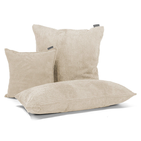 Grand Coussin 70 x 70cm - Velours Côtelé Gaufré Crème 04