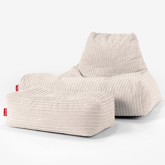 Gros Pouf Fauteuil Relax - Côtelé Ivoire 02