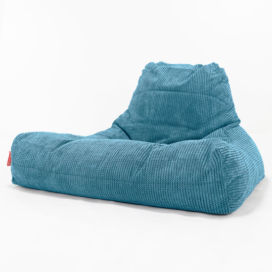 Gros Pouf Fauteuil Relax - Velours Côtelé Gaufré Mer Égée 01