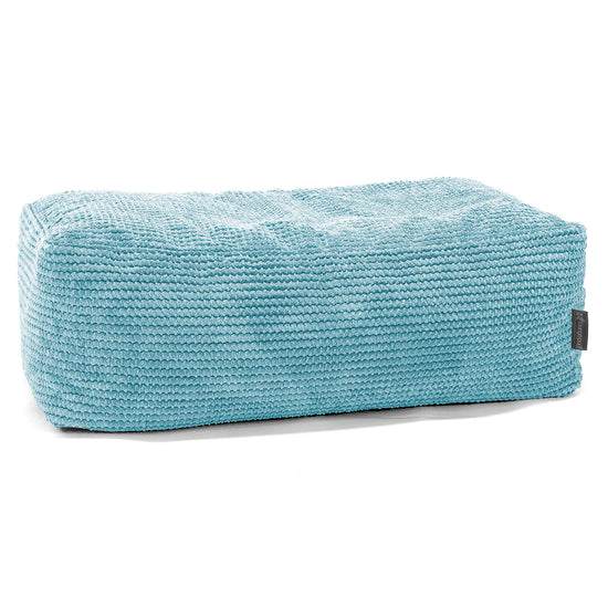 Gros Pouf Repose Pied - Velours Côtelé Gaufré Mer Égée 01