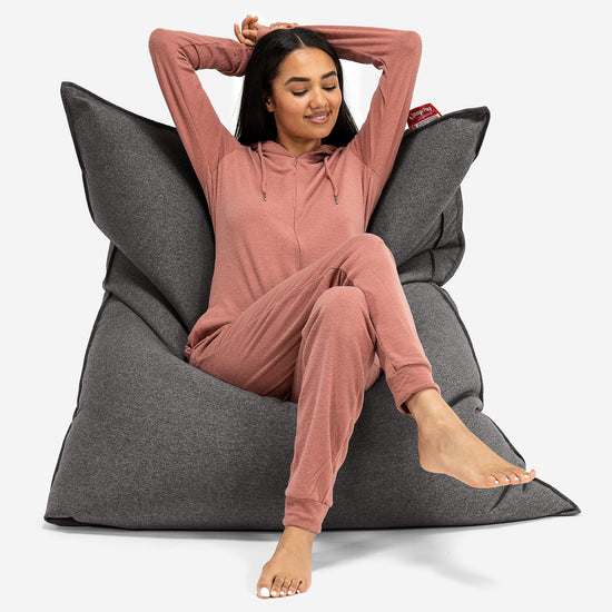 Pouf Fauteuil Design - Côtelé Gris Acier 3027