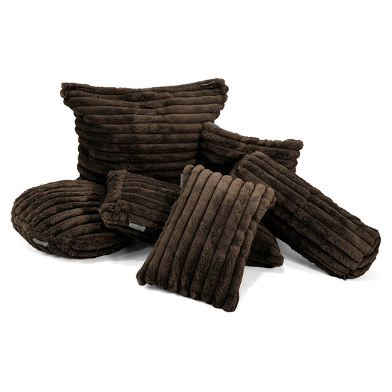 Housse de Coussin Rectangulaire Géant 40 x 80cm - Velours Côtelé Ultra Pelucheux Marron Meuse 02