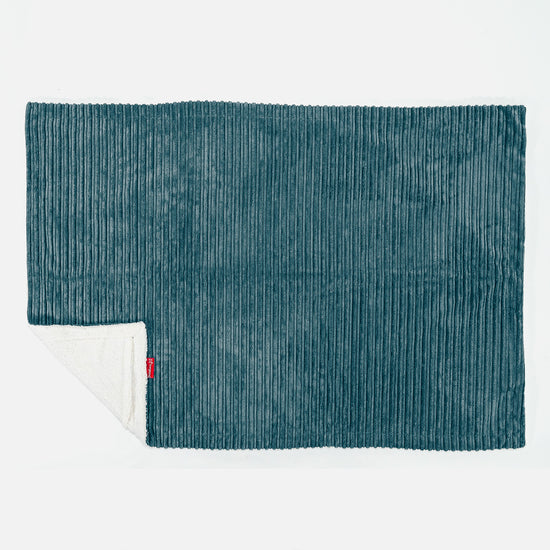 Plaid / Couverture Sherpa - Côtelé Bleu Canard 03