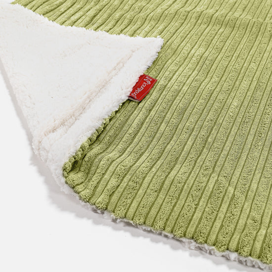 Plaid / Couverture Sherpa - Côtelé Vert Acide 02