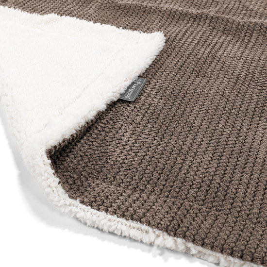 Plaid / Couverture Sherpa - Velours Côtelé Gaufré Chocolat 02