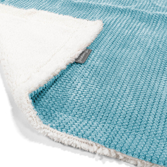Plaid / Couverture Sherpa - Velours Côtelé Gaufré Mer Égée 02