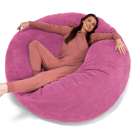 Canapé Pouf Géant Grande Mammouth - Velours Côtelé Gaufré Rose 01