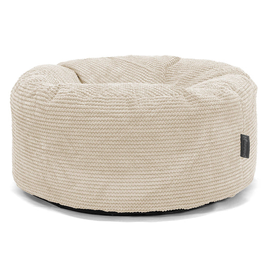 Pouf Design Rond - Velours Côtelé Gaufré Crème 01