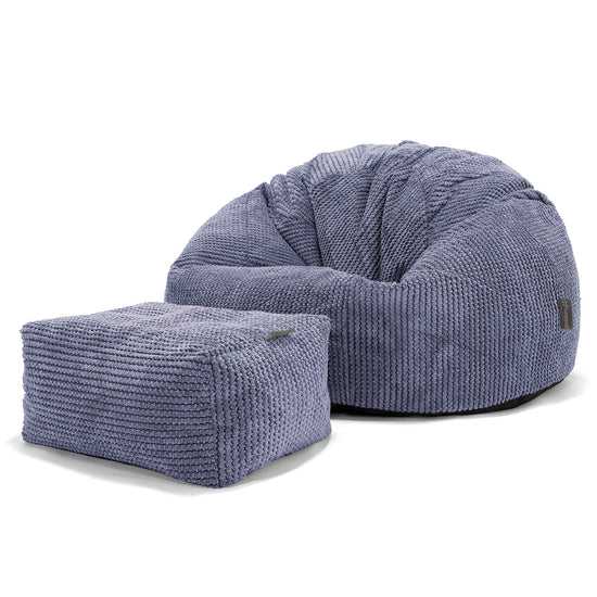 Pouf Poire Classique - Velours Côtelé Gaufré Violet 02
