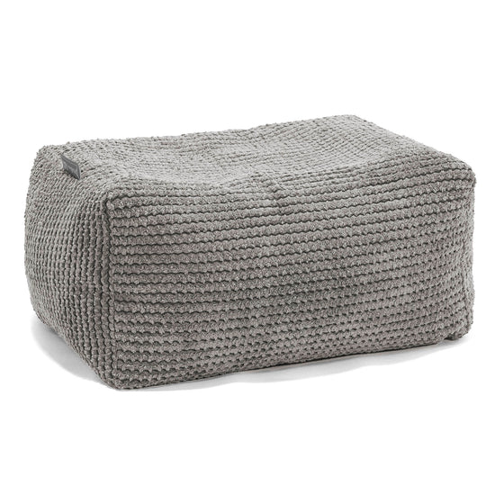 Pouf Repose Pied - Velours Côtelé Gaufré Anthracite 01