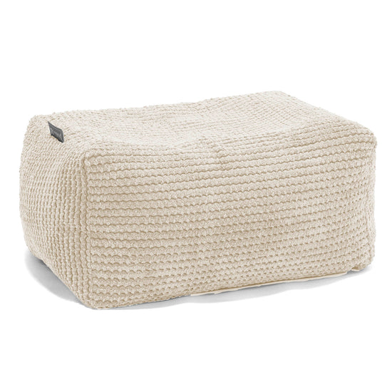 Pouf Repose Pied - Velours Côtelé Gaufré Crème 01