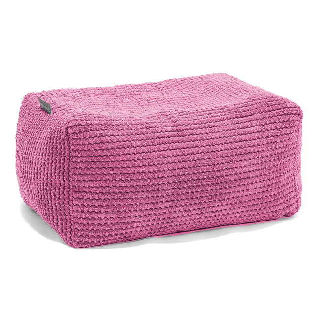 Pouf Repose Pied - Velours Côtelé Gaufré Rose 01