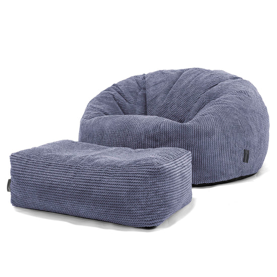 Pouf Canapé Classique - Velours Côtelé Gaufré Violet 02