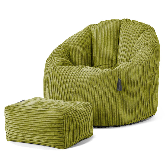 Pouf Chaise Design - Côtelé Vert Acide 02