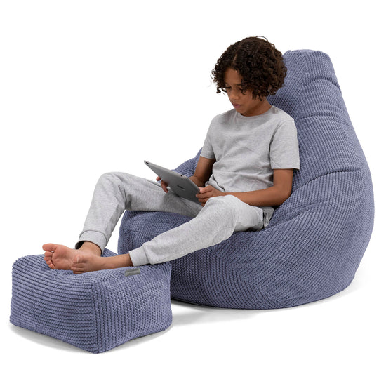 Pouf Gamer pour Enfant 6-14 ans - Velours Côtelé Gaufré Violet 01