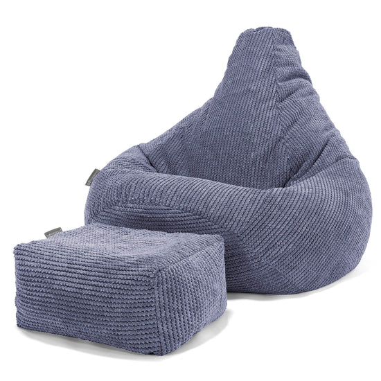 Pouf Gamer pour Enfant 6-14 ans - Velours Côtelé Gaufré Violet 03