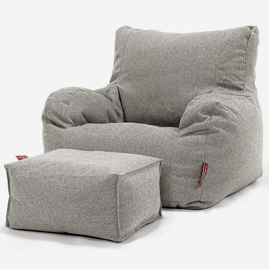 Pouf Fauteuil Design - Interalli Laine Argent 02