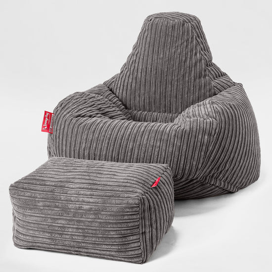 Pouf en Forme de Goutte - Côtelé Anthracite 02