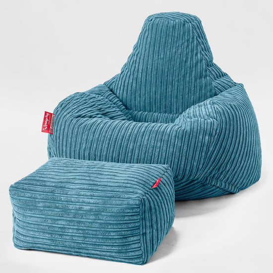 Pouf en Forme de Goutte - Côtelé Mer Égéé 02
