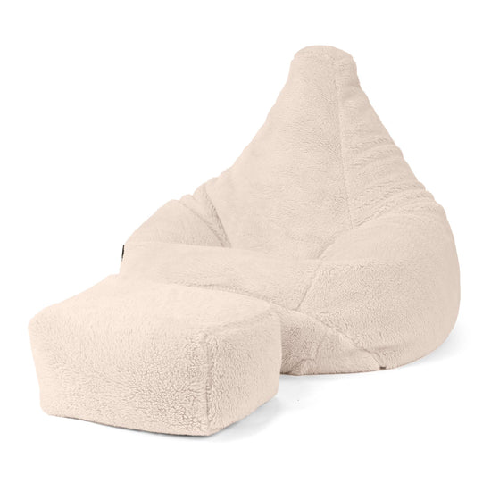 Pouf Poire Gamer - Fausse Fourrure Nounours Crème 04