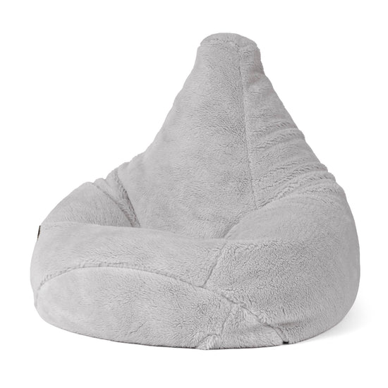 Pouf Poire Gamer - Fausse Fourrure Nounours Gris moyen 01