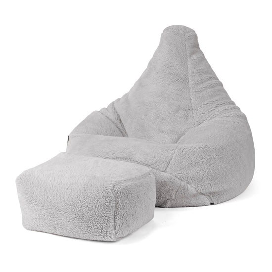 Pouf Poire Gamer - Fausse Fourrure Nounours Gris moyen 04