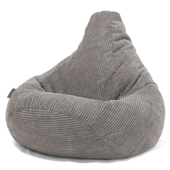 Pouf Poire Gamer - Velours Côtelé Gaufré Anthracite 02
