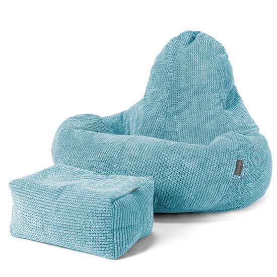 Pouf Gamer Ultra Lux - Velours Côtelé Gaufré Mer Égée 02
