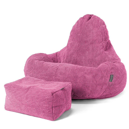 Pouf Gamer Ultra Lux - Velours Côtelé Gaufré Rose 02