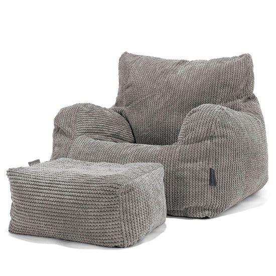 Pouf Fauteuil pour Ados 6-14 ans - Velours Côtelé Gaufré Anthracite 03