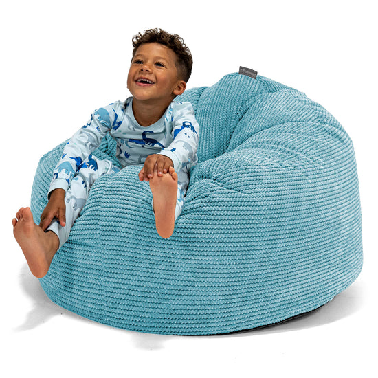 Pouf Géant Câlinou pour Enfants 3-8 ans - Velours Côtelé Gaufré Mer Égée 01