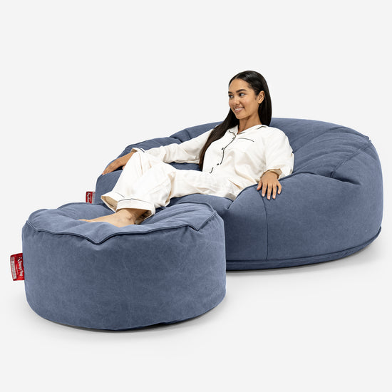 Canapé Pouf Géant Grande Mammouth - Stonewashed Bleu Marine 02