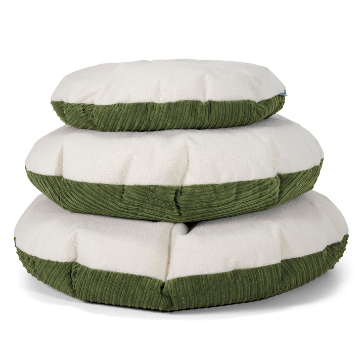 Flexforma Pouf Rond pour Enfant 2-14 ans - Bouclé & Côtelé Vert Forêt 03