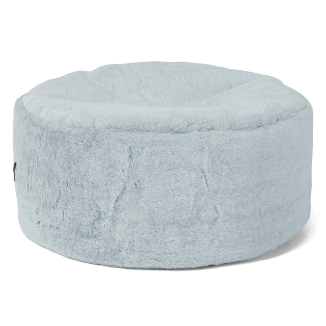 Grand Repose-pied Rond - Fausse Fourrure Lapin Bleu Pastel 01